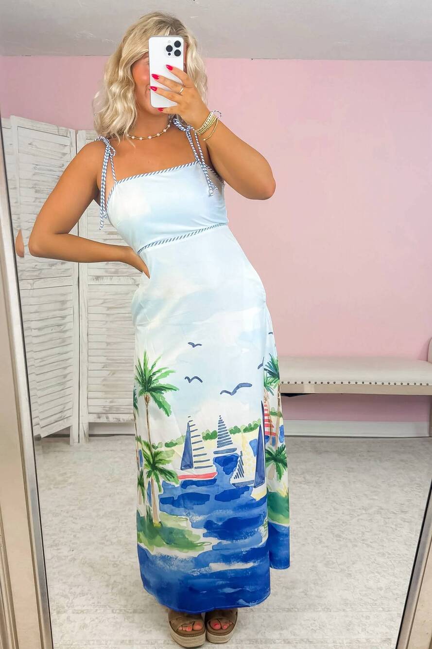 NEW MAINSTRIP sailing afar maxi dress in blue